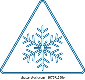
Frostsymbol blaue Schneeflocke im Dreieck