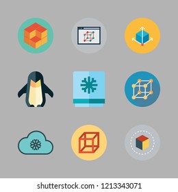 freeze icon set. vector set about penguin, snowing, cube and freezer icons set.