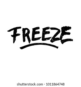 Freeze. Ink hand lettering. Modern brush calligraphy. Handwritten phrase. Inspiration graphic design typography element. Cute simple vector sign.