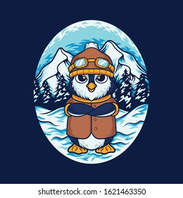 Freeze Penguin Character Vector Illustration