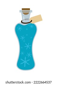 Congelar el concepto de poción. Ilustración vectorial aislada en fondo blanco. Elemento de diseño para el diseño de afiches de sitios de juegos de menú. Botella mágica de color simple.