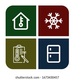 freeze simple icons set. Contains such icons as Temperature, Snowflake, Fridge, can be used for web, mobile and logo