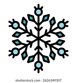 Freeze snowflake icon. Outline freeze snowflake vector icon color flat isolated