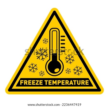 Freeze temperature triangular warning sign. Vector icon