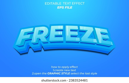 efecto de texto congelado, fuente editable, tipografía, texto 3d. plantilla de vector