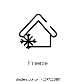 freeze vector line icon. Simple element illustration. freeze outline icon from smart house concept. Can be used for web and mobile
