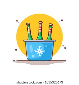 Freezer Bag and Beer Vector Icon Illustrations. Food and Drink Icon Concept White Isolated. Flat Cartoon Style Suitable for Web Landing Page, Banner, Sticker, Background