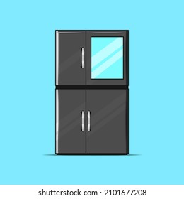 Freezer Cartoon Style Icon Illustration. Object Icon Concept Isolated Vector. Refrigerator Design.