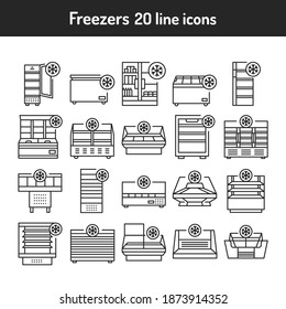 Freezer cold color line icons set. Household equipments.