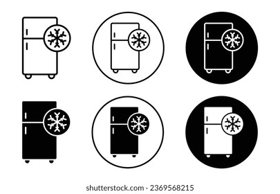 Freezer cold icon. Refrigerator or freezer for storage symbol set. Household kitchen Cold storage appliance vector sign. Ice maker or water freezer line logo