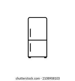 Icono de línea fría congelante, signo de vector de contorno, pictograma de estilo lineal aislado en blanco. Símbolo de refrigerador y copo de nieve, ilustración del logotipo. Trazo editable