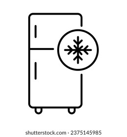 Freezer cold line icon, Refrigerator and snowflake symbol, logo illustration flat design on white background..eps