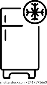 Freezer cold line icon. Refrigerator and snowflake symbol, logo illustration. Replaceable vector design.
