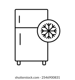 Freezer cold line icon, vector Refrigerator and snowflake symbol linear illustration for web and app..eps
