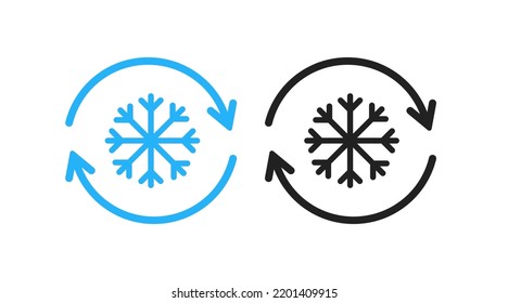 Freezer Control Icon. Automatic Cooling Defrost Symbol. Sign Car Or Home Air Conditioning Vector Flat.