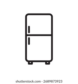 Ilustración del logotipo del icono de contorno plano del congelador. Icono de refrigerador Icono de línea de arte o icono de contorno del refrigerador en blanco y negro. Refrigerador Icon Vector. Contorno del congelador aislado sobre fondo blanco