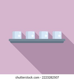 Freezer ice cube tray icon flat vector. Water container. Melt square