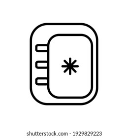 Freezer icon, cool outline, vector line sign, isolated linear pictogram style on white.
