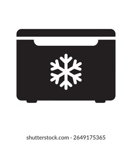Ícone congelador para armazenamento de alimentos congelados com um símbolo de floco de neve representando um aparelho frio para preservação a longo prazo em uma cozinha casa vetor ícone de glifo sólido
