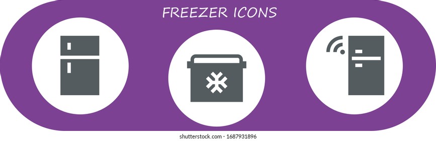 freezer icon set. 3 filled freezer icons.  Simple modern icons such as: Fridge