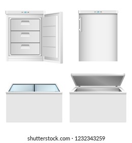 Freezer icon set. Realistic set of freezer vector icons for web design isolated on white background