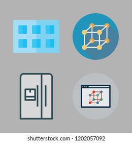 freezer icon set. vector set about cube, fridge and ice cube tray icons set.
