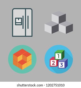 freezer icon set. vector set about fridge, cubes and cube icons set.