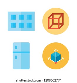 freezer icon set. vector set about cube, fridge and ice cube tray icons set.