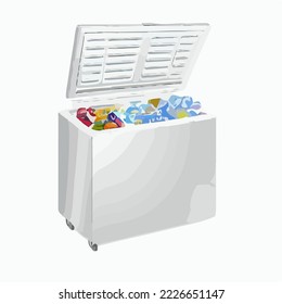 Freezer, Refrigerator, Freezing, Fridge, Icebox Illustrator Vector Cartoon Drawing