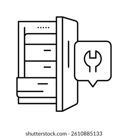 freezer repair line icon vector. freezer repair sign. isolated contour symbol black illustration