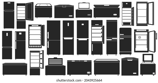 Freezer vector black set icon. Vector illustration fridge on white background. Isolated black set icon freezer .