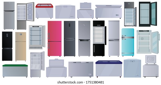 Freezer Vector Cartoon Set Icon. Vector Illustration Fridge On White Background. Isolated Cartoon Set Icon Freezer .