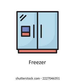 Freezer  Vector Filled Outline Icon Design illustration. Housekeeping Symbol on White background EPS 10 File