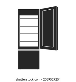 Tiefkühler, Vektorsymbol.Schwarz, Vektorsymbol einzeln auf weißem Hintergrund, Tiefkühler.