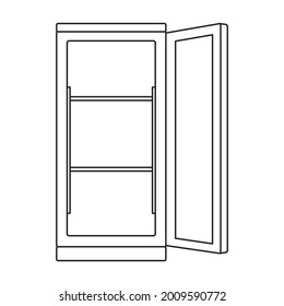 Icono de contorno de vector congelador. Frigorífico refrigerador de ilustración vectorial sobre fondo blanco. Icono de ilustración de contorno aislado del congelador.