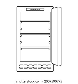 Freezer vector outline icon. Vector illustration refrigerator fridge on white background. Isolated outline illustration icon of freezer.