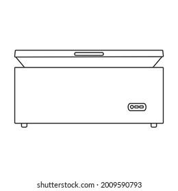 Icono de contorno de vector congelador. Frigorífico refrigerador de ilustración vectorial sobre fondo blanco. Icono de ilustración de contorno aislado del congelador.