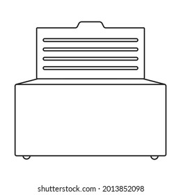Freezer vector outline icon. Vector illustration refrigerator fridge on white background. Isolated outline illustration icon of freezer.