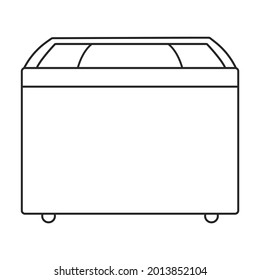 Freezer vector outline icon. Vector illustration refrigerator fridge on white background. Isolated outline illustration icon of freezer.