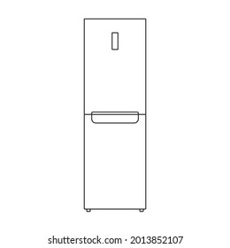 Freezer vector outline icon. Vector illustration refrigerator fridge on white background. Isolated outline illustration icon of freezer.