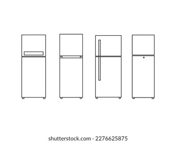 Freezer vector outline set icon. Vector illustration fridge on white background. Isolated outline set icon freezer . smart refrigerator vector outline  icon.