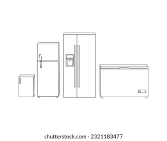 Freezer vector outline set icon. Isolated outline set icon freezer .Isolated outline set icon freezer .outline graphic sketch style. deep freezer Vector illustration fridge on white background.eps 10.