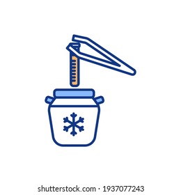 Freezing biological samples RGB color icon. Cryopreservation. Avoiding sample loss and contamination. Storage before surgery and therapy. Freezing technologies. Isolated vector illustration