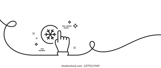 Freezing click line icon. Continuous one line with curl. AC cold temperature sign. Fridge function symbol. Freezing click single outline ribbon. Loop curve pattern. Vector