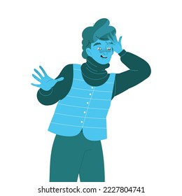 Freezing from Cold Man Character Feeling Stress and Fear Vector Illustration