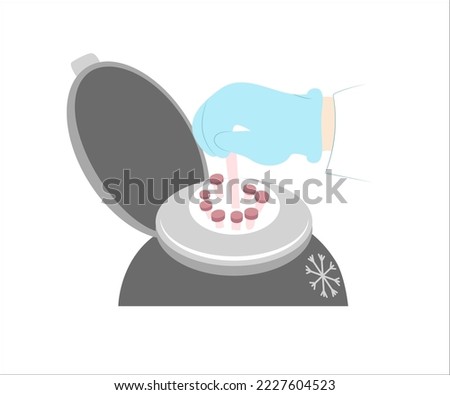 Freezing container with biomaterial: sperm, eggs, embryos for in vitro fertilization. Sperm or egg bank image.