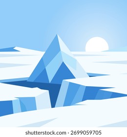 Tierra de cristales congelados. Atmósfera Fría De Invierno. Ilustración vectorial de fondo de paisaje