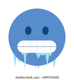 Freezing face emoji vector blue