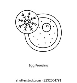 Freezing female eggs, unfertilized female egg line icon in vector, medical illustration.