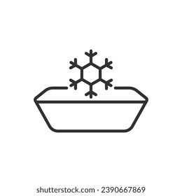 Freezing food, linear icon. Cold food in a container. Line with editable stroke